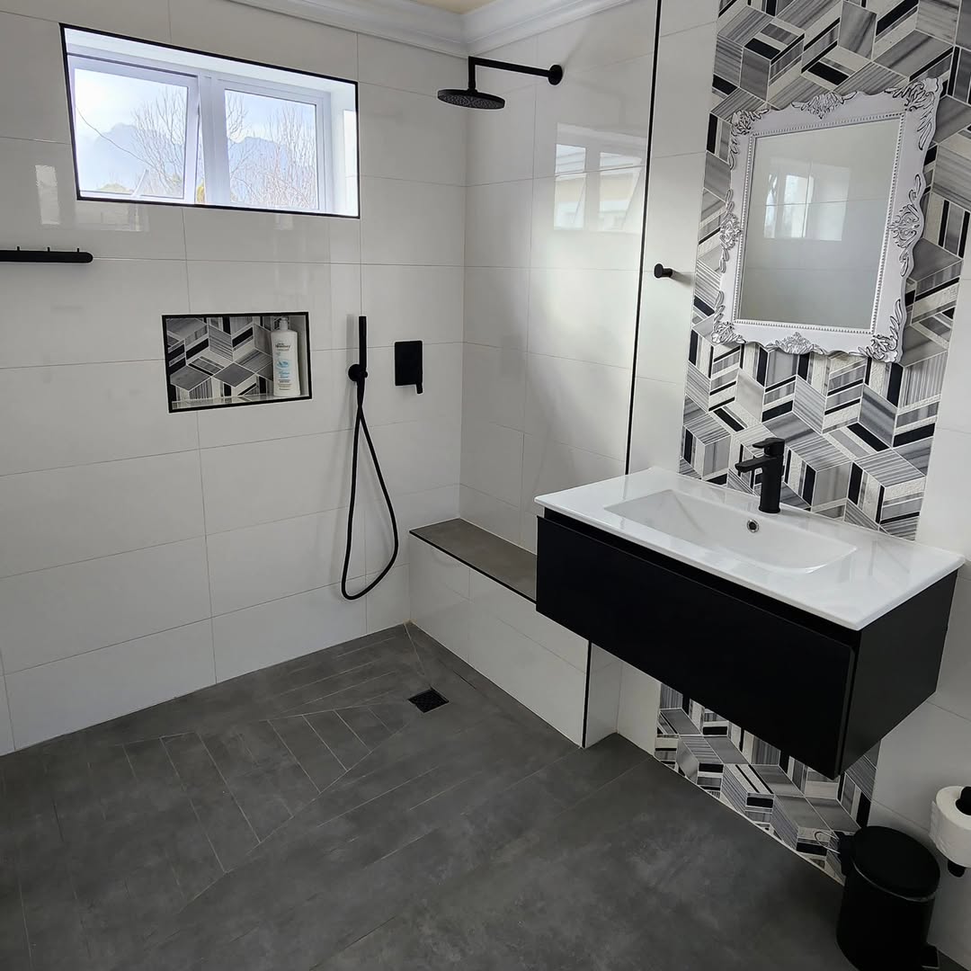 Modern bathroom renovation in Stellenbosch by building contractors